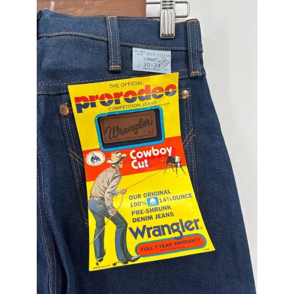Wrangler ProRodeo Straight Jeans Mens Indigo Blue Cowboy Cut 13MWZ 30x38 Vintage